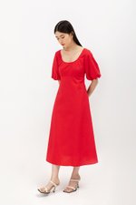 HELENA PUFF SLEEVE LINEN DRESS