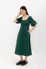 HELENA PUFF SLEEVE LINEN DRESS