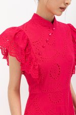 EVANGELI FLUTTER SLEEVE EYELET CHEONGSAM EVANGELI FLUTTER SLEEVE EYELET CHEONGSAM
