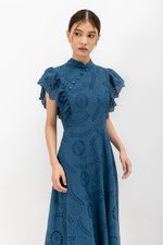 EVANGELI FLUTTER SLEEVE EYELET CHEONGSAM EVANGELI FLUTTER SLEEVE EYELET CHEONGSAM