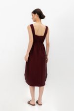 ELINA SQUARENECK ELASTIC WAISTBAND MIDI DRESS