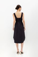 ELINA SQUARENECK ELASTIC WAISTBAND MIDI DRESS