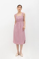 ELINA SQUARENECK ELASTIC WAISTBAND MIDI DRESS