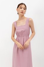 ELINA SQUARENECK ELASTIC WAISTBAND MIDI DRESS