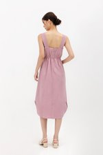 ELINA SQUARENECK ELASTIC WAISTBAND MIDI DRESS