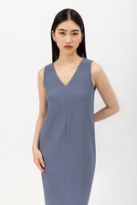 ELLEN PLEATED V NECK DRESS