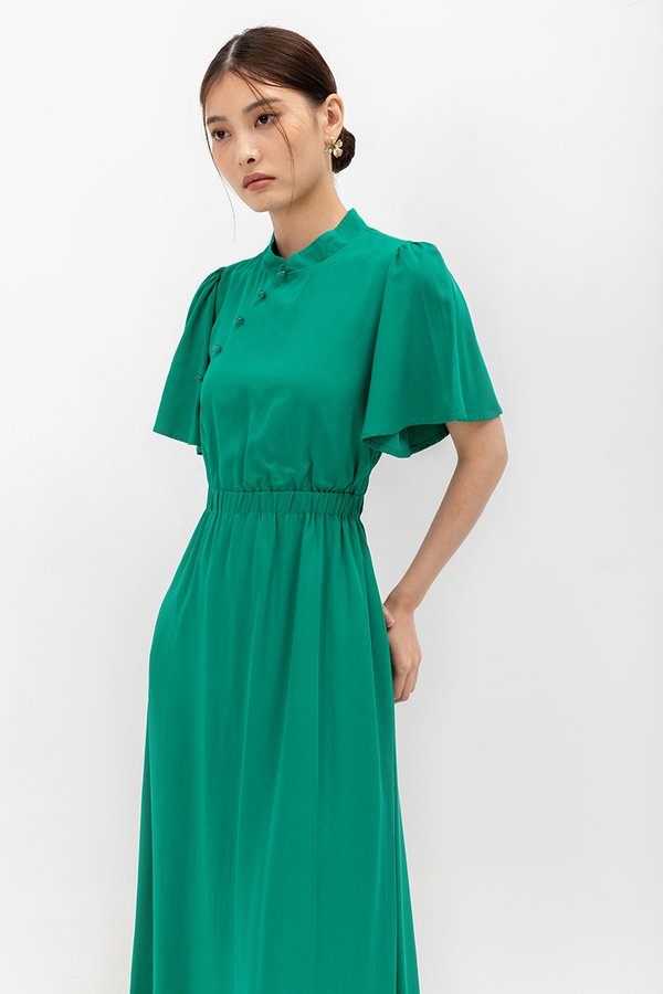 ZIVA BACK CUT OUT FLUTTER SLEEVE CHEONGSAM