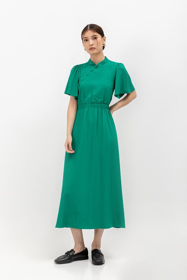 ZIVA BACK CUT OUT FLUTTER SLEEVE CHEONGSAM