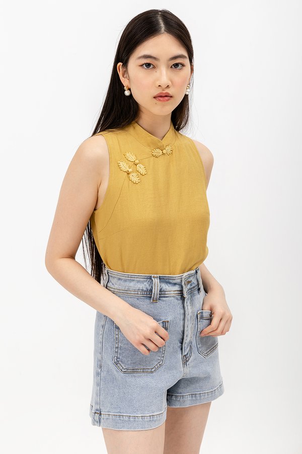 KIMA LINEN CHEONGSAM TOP