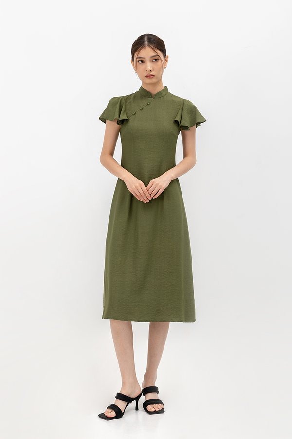 SOLANGE FLUTTER SLEEVE MIDI CHEONGSAM