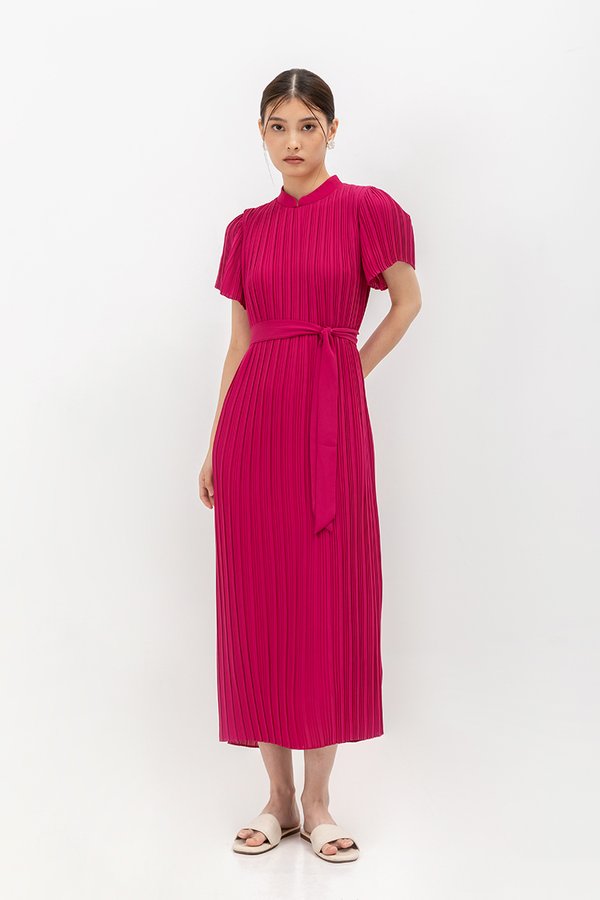 NOURIA PLEATED MAXI CHEONGSAM W SASH