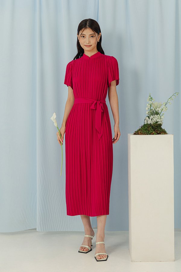 NOURIA PLEATED MAXI CHEONGSAM W SASH