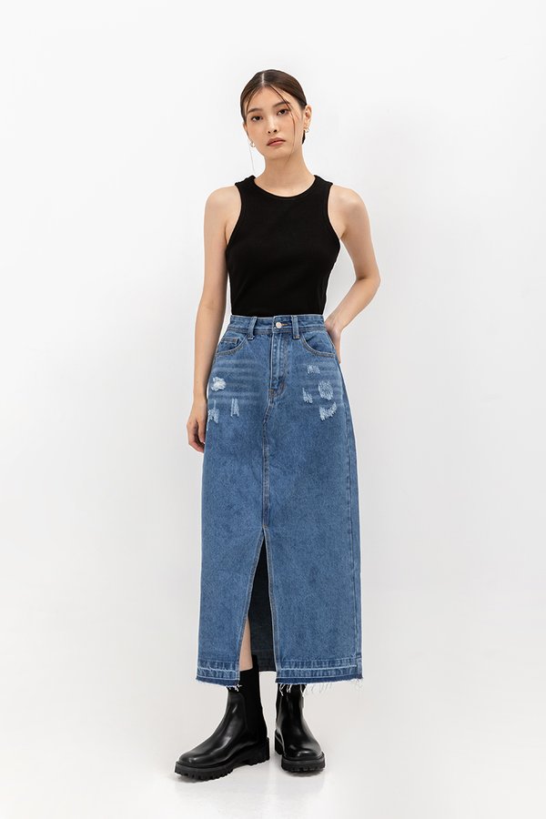 ULANI DENIM MAXI SKIRT W SLIT