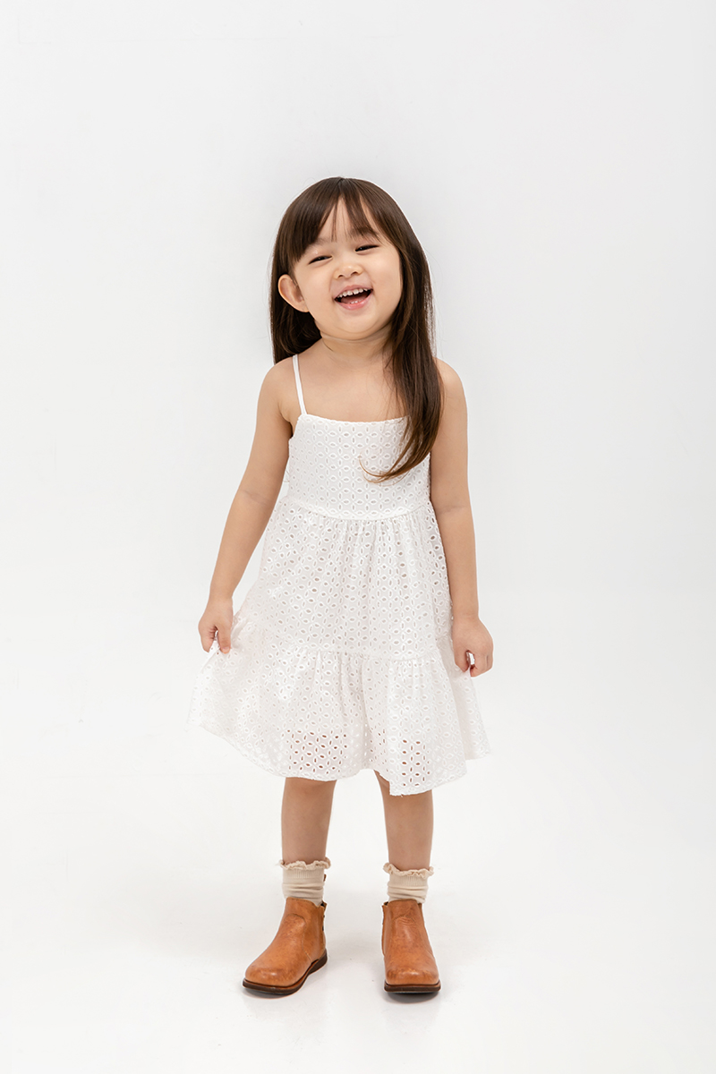 LETICIA TIERED EYELET KIDS DRESS