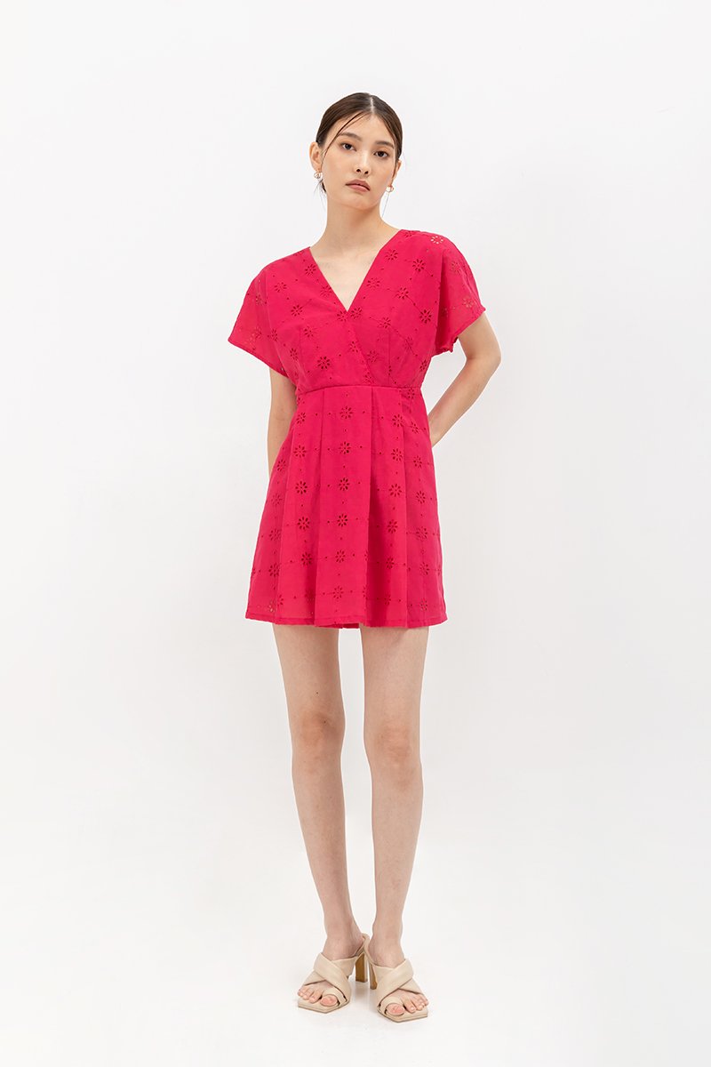 CHANTAL V NECK EYELET ROMPER