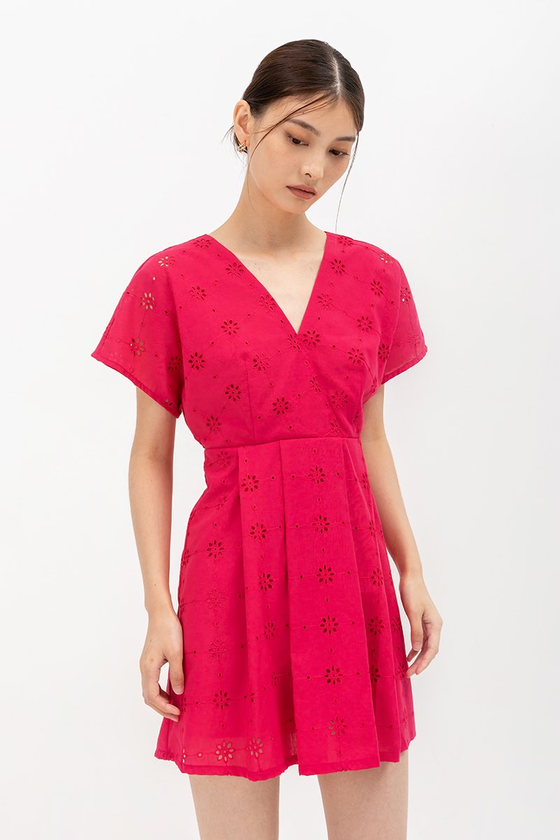 CHANTAL V NECK EYELET ROMPER