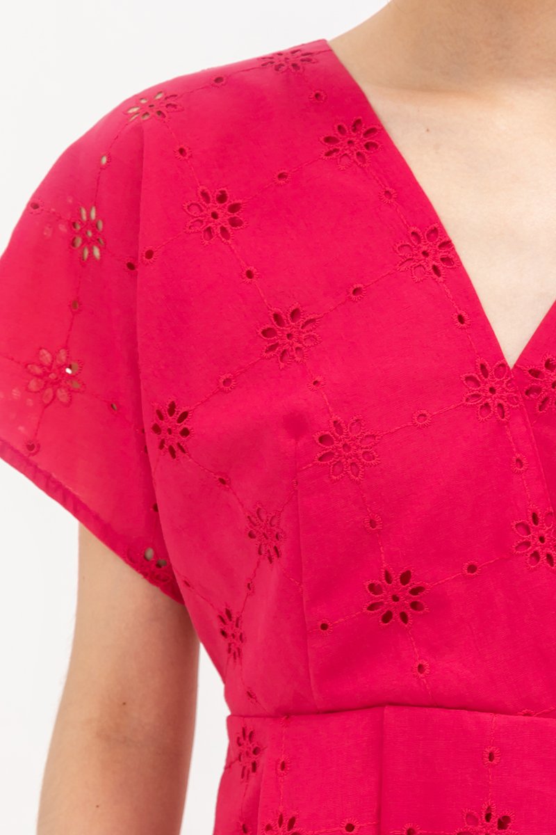 CHANTAL V NECK EYELET ROMPER
