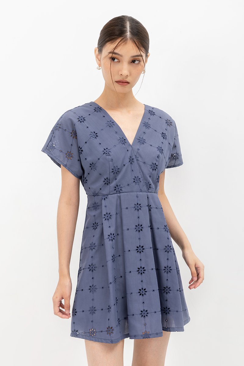 CHANTAL V NECK EYELET ROMPER