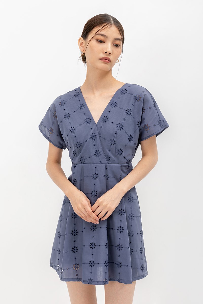 CHANTAL V NECK EYELET ROMPER