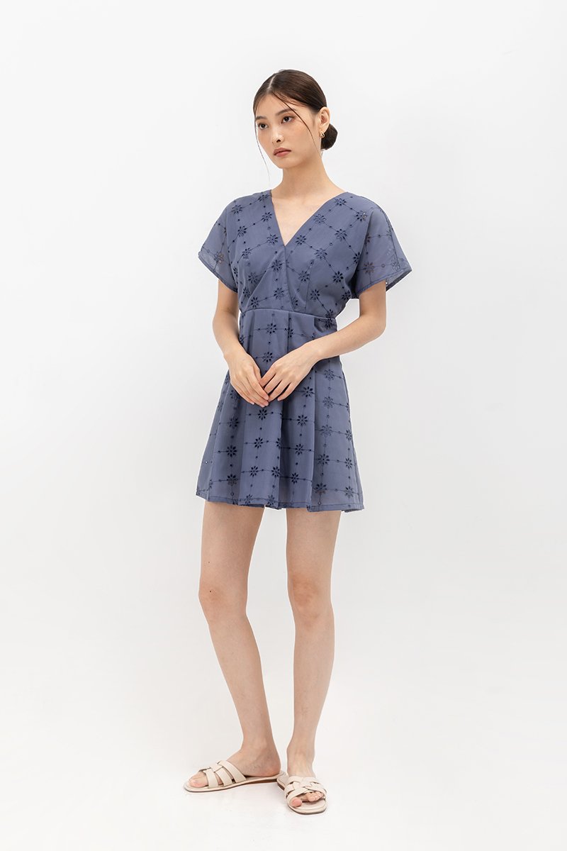 CHANTAL V NECK EYELET ROMPER
