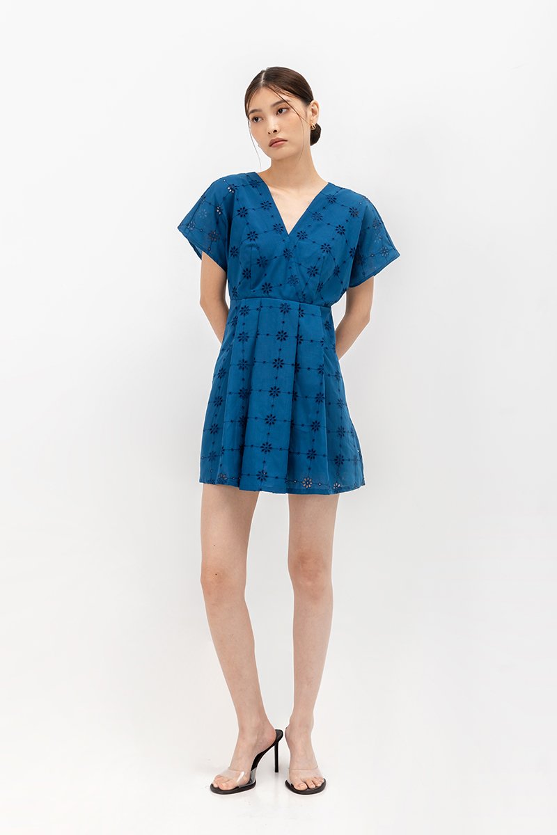 CHANTAL V NECK EYELET ROMPER