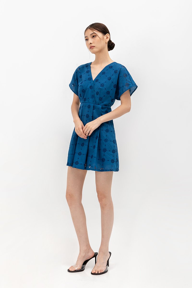 CHANTAL V NECK EYELET ROMPER