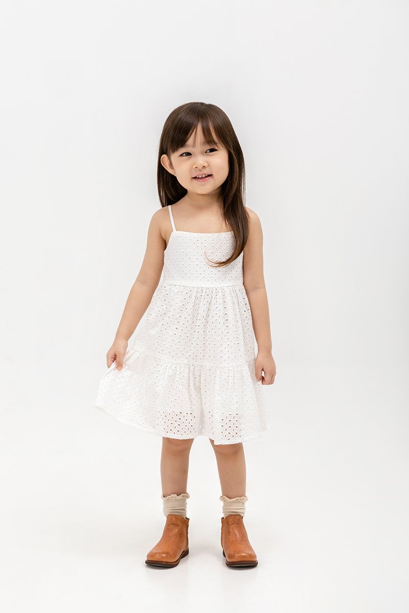 LETICIA TIERED EYELET KIDS DRESS