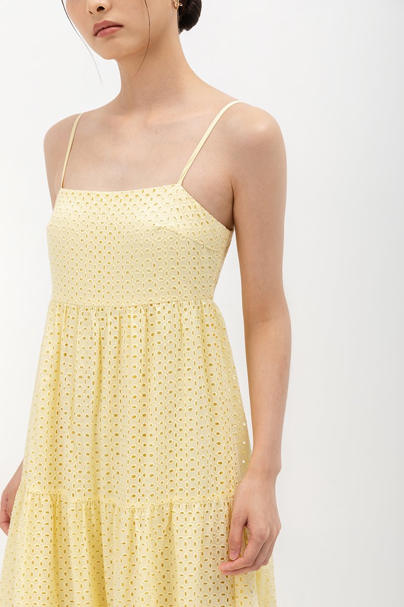 GILLIAN EYELET TIERED CAMISOLE MAXI DRESS