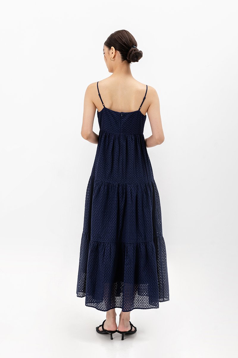 GILLIAN EYELET TIERED CAMISOLE MAXI DRESS