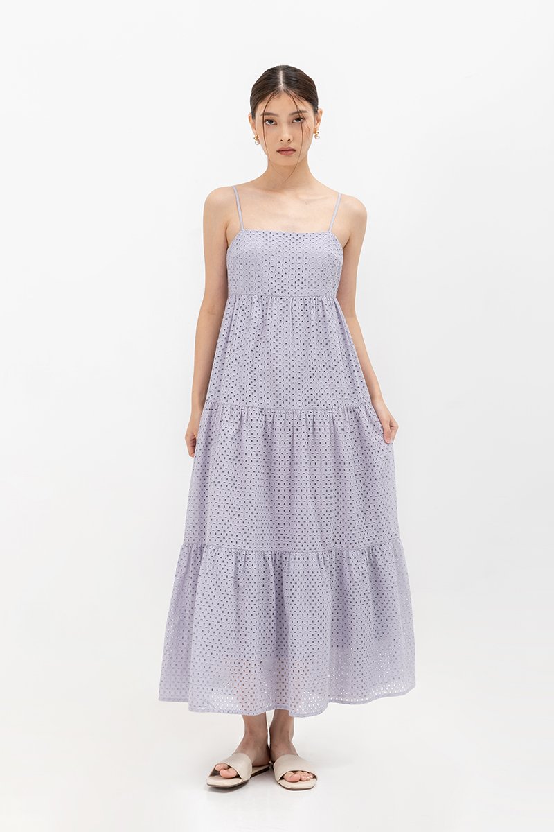 GILLIAN EYELET TIERED CAMISOLE MAXI DRESS