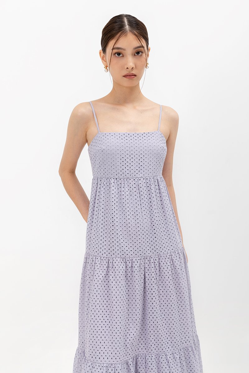 GILLIAN EYELET TIERED CAMISOLE MAXI DRESS