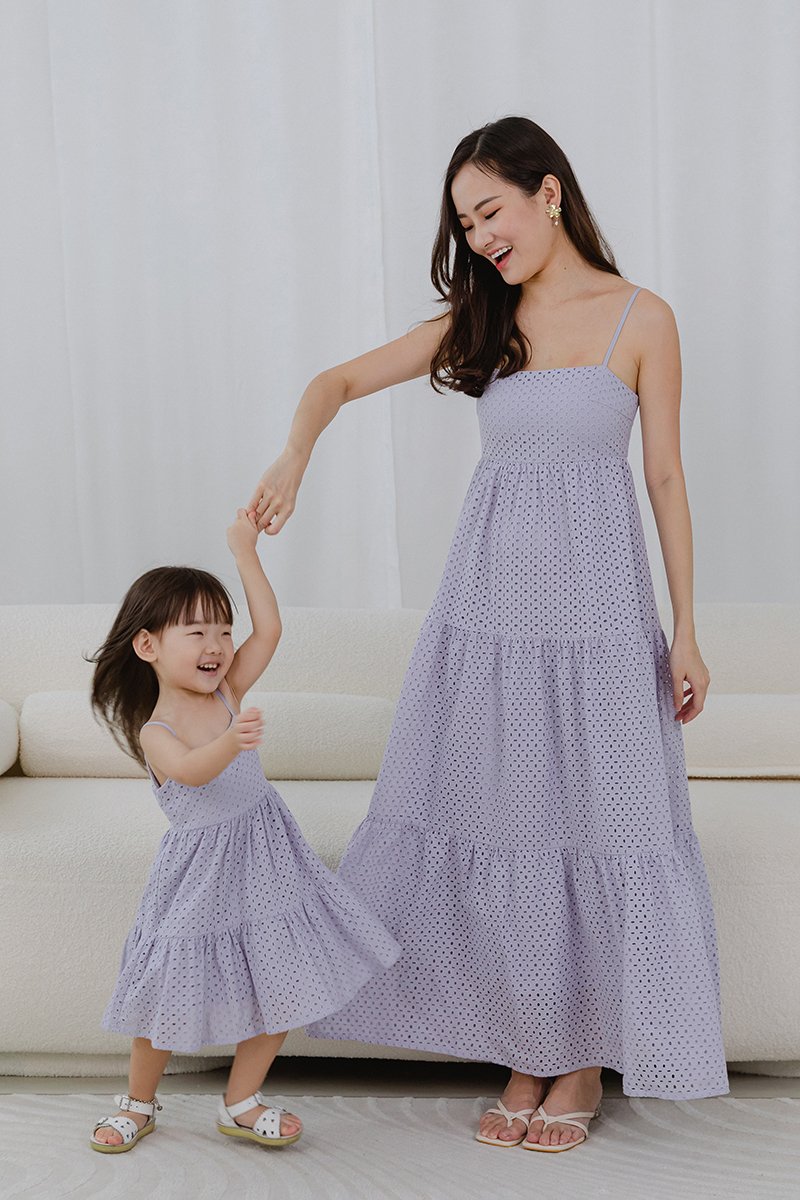 GILLIAN EYELET TIERED CAMISOLE MAXI DRESS