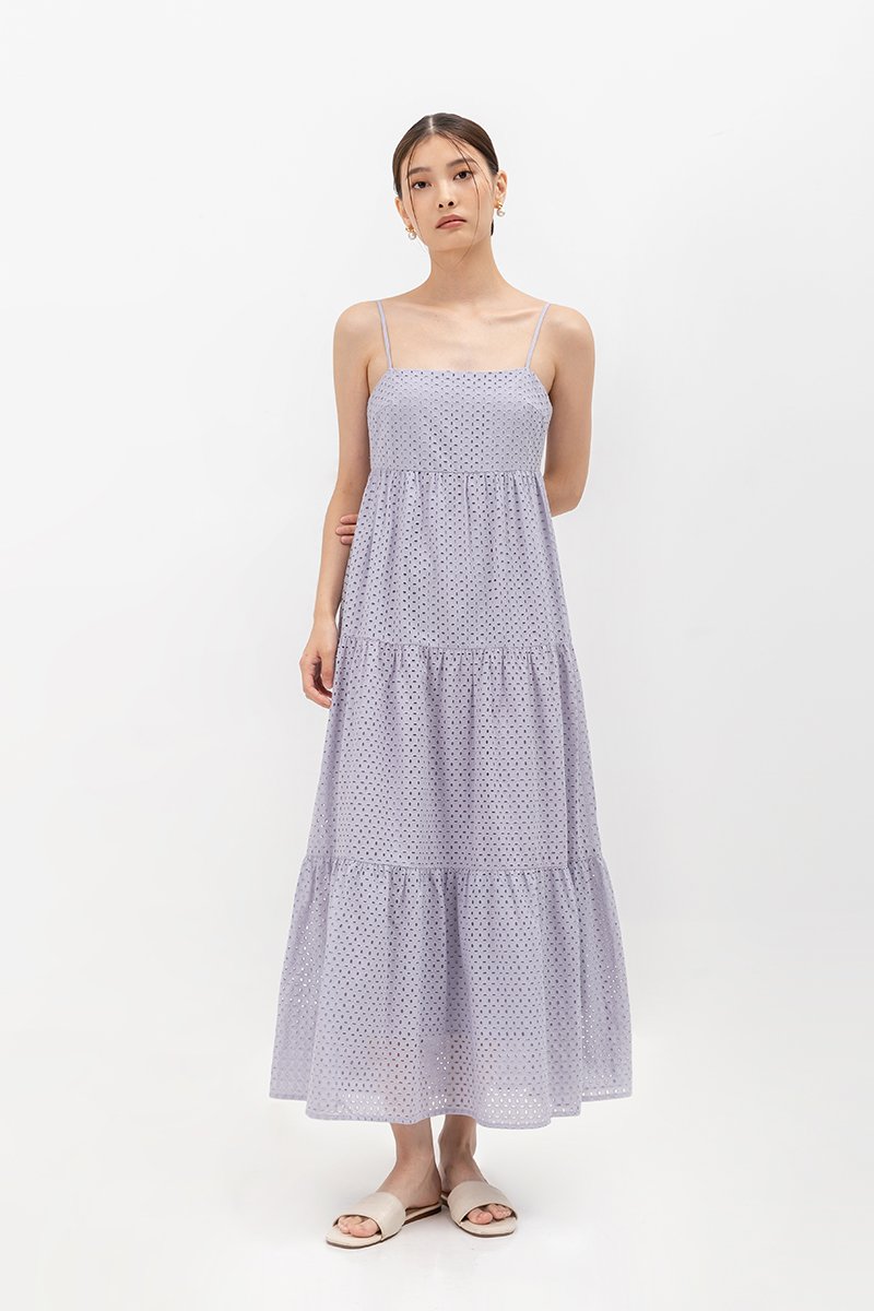 GILLIAN EYELET TIERED CAMISOLE MAXI DRESS