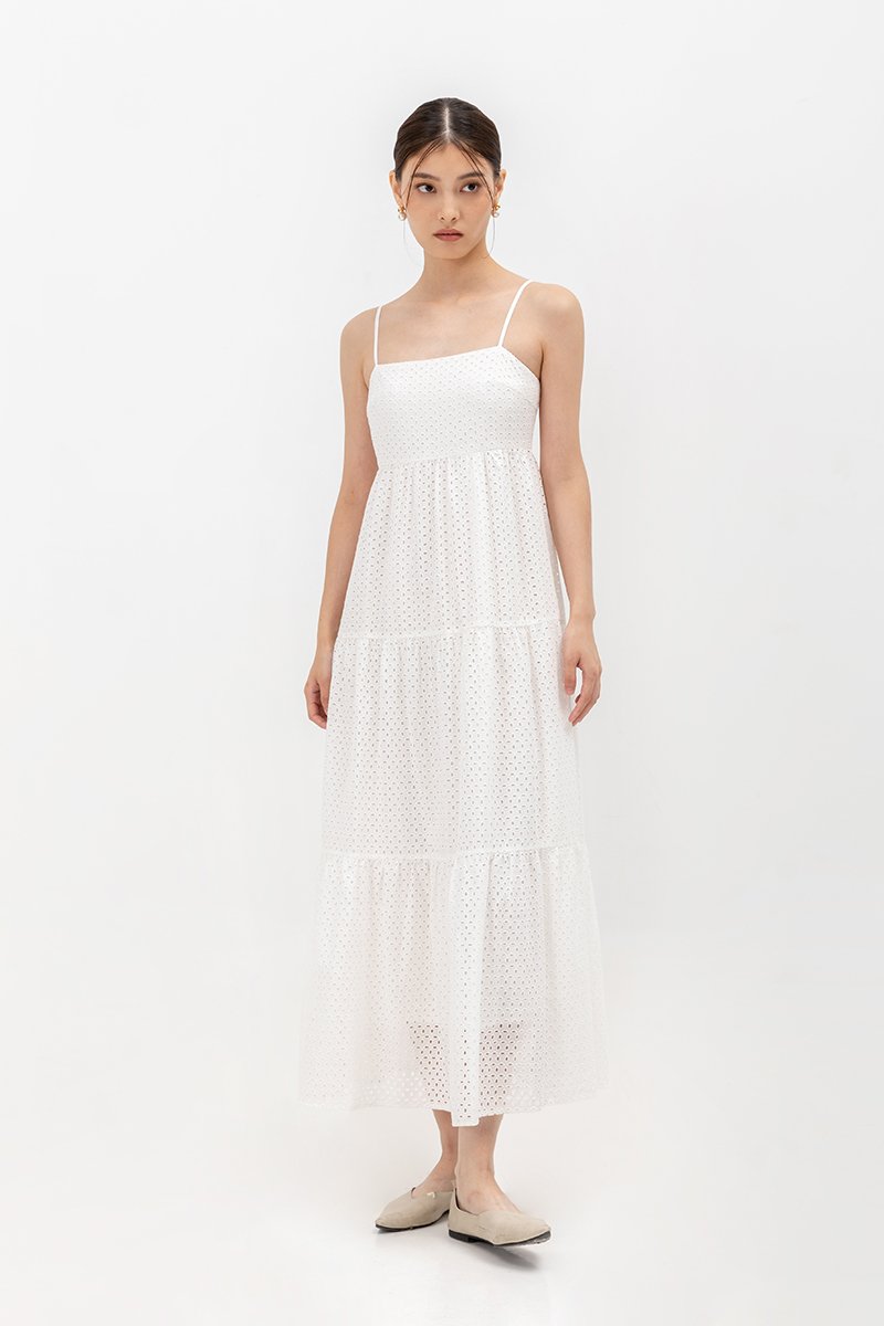 GILLIAN EYELET TIERED CAMISOLE MAXI DRESS