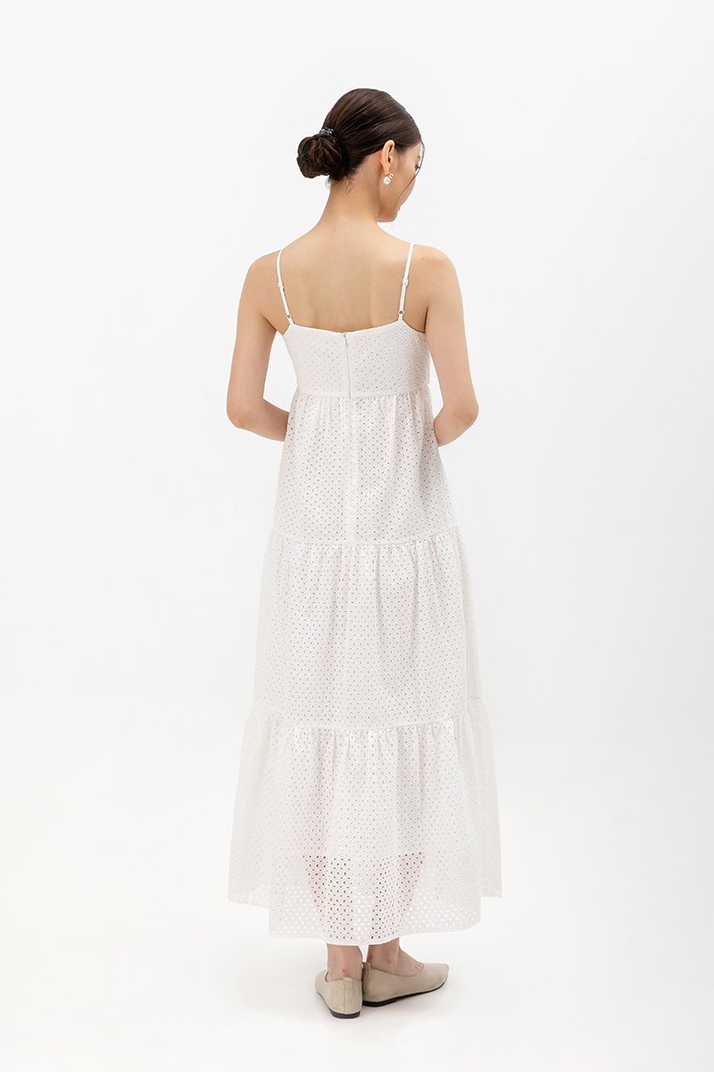 GILLIAN EYELET TIERED CAMISOLE MAXI DRESS