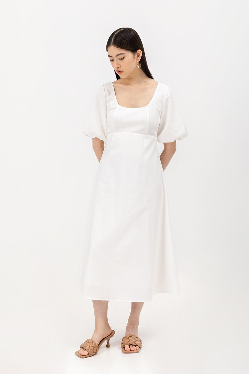 HELENA PUFF SLEEVE LINEN DRESS