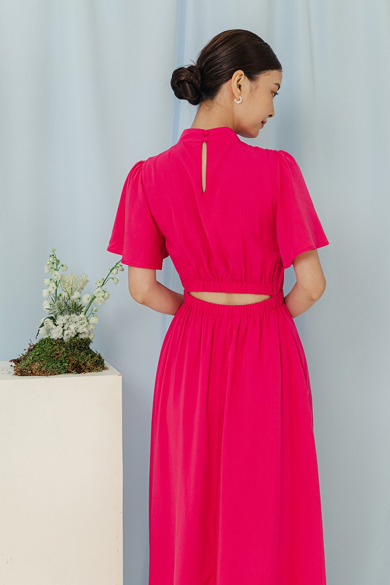 ZIVA BACK CUT OUT FLUTTER SLEEVE CHEONGSAM ZIVA BACK CUT OUT FLUTTER SLEEVE CHEONGSAM