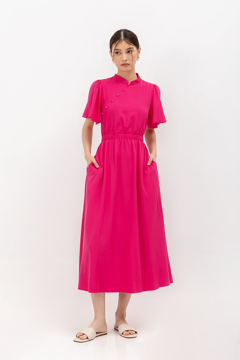 ZIVA BACK CUT OUT FLUTTER SLEEVE CHEONGSAM ZIVA BACK CUT OUT FLUTTER SLEEVE CHEONGSAM