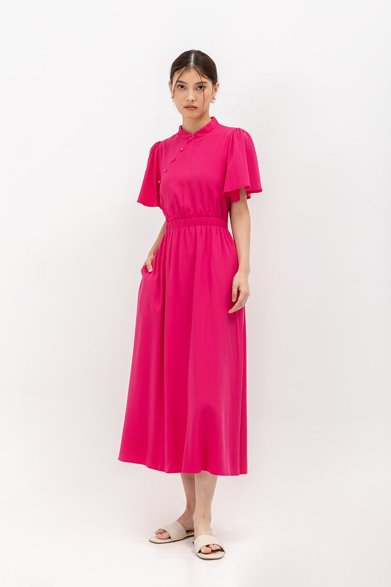 ZIVA BACK CUT OUT FLUTTER SLEEVE CHEONGSAM ZIVA BACK CUT OUT FLUTTER SLEEVE CHEONGSAM