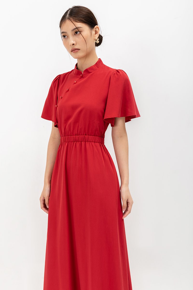 ZIVA BACK CUT OUT FLUTTER SLEEVE CHEONGSAM ZIVA BACK CUT OUT FLUTTER SLEEVE CHEONGSAM