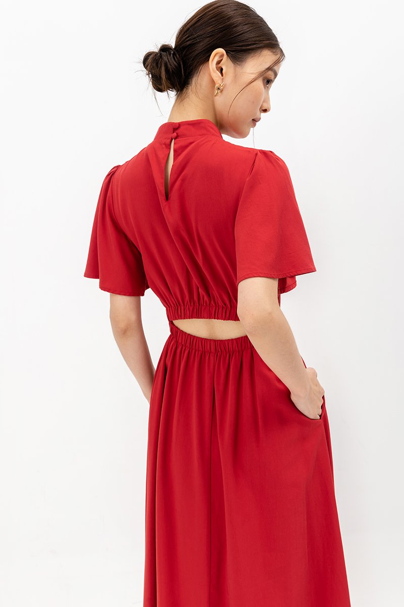 ZIVA BACK CUT OUT FLUTTER SLEEVE CHEONGSAM ZIVA BACK CUT OUT FLUTTER SLEEVE CHEONGSAM