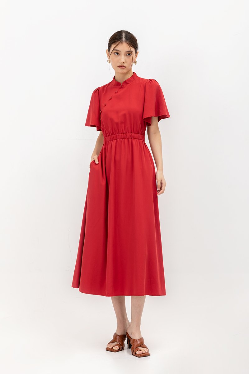 ZIVA BACK CUT OUT FLUTTER SLEEVE CHEONGSAM ZIVA BACK CUT OUT FLUTTER SLEEVE CHEONGSAM