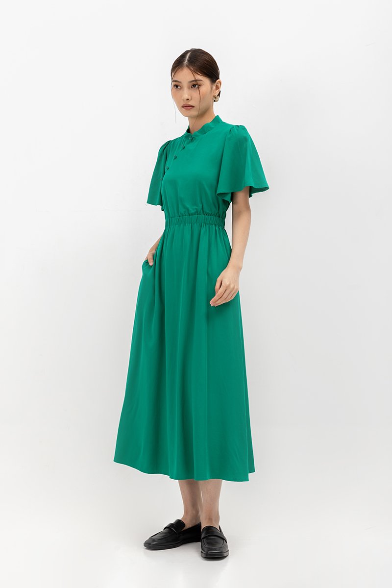 ZIVA BACK CUT OUT FLUTTER SLEEVE CHEONGSAM ZIVA BACK CUT OUT FLUTTER SLEEVE CHEONGSAM