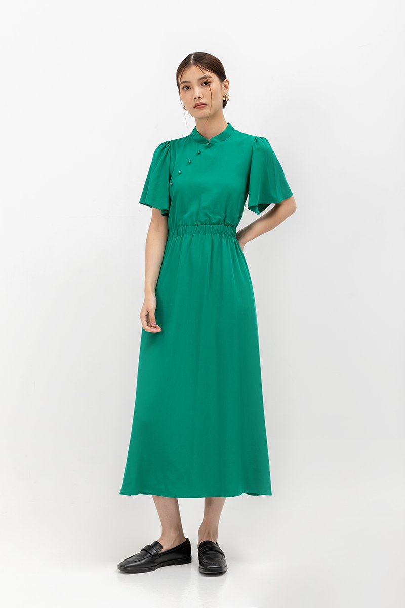 ZIVA BACK CUT OUT FLUTTER SLEEVE CHEONGSAM ZIVA BACK CUT OUT FLUTTER SLEEVE CHEONGSAM