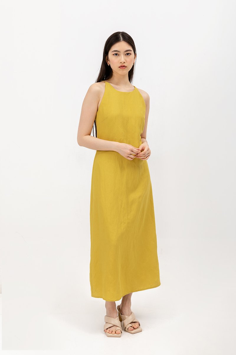 JAYE BIAS CUT LINEN DRESS