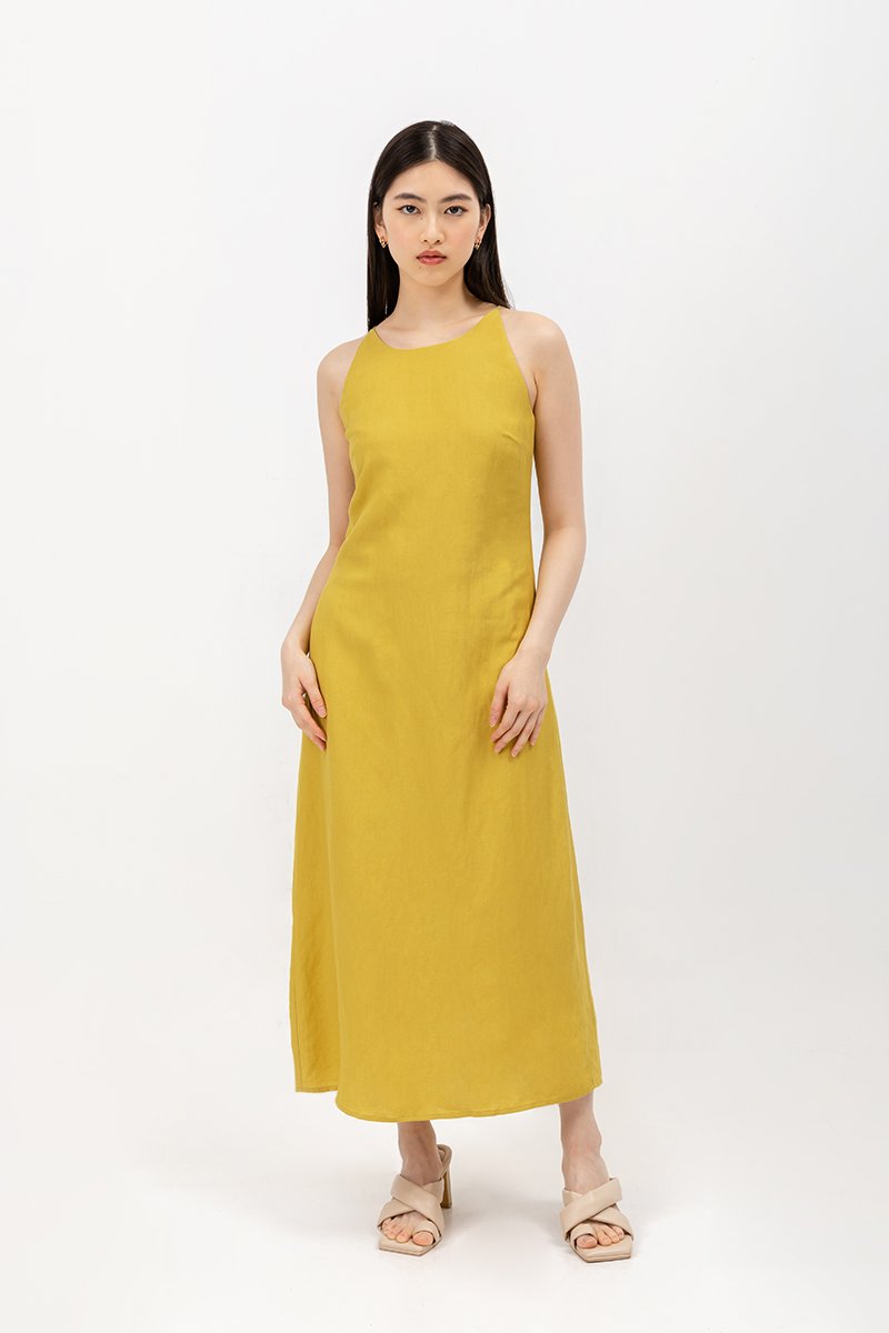 JAYE BIAS CUT LINEN DRESS