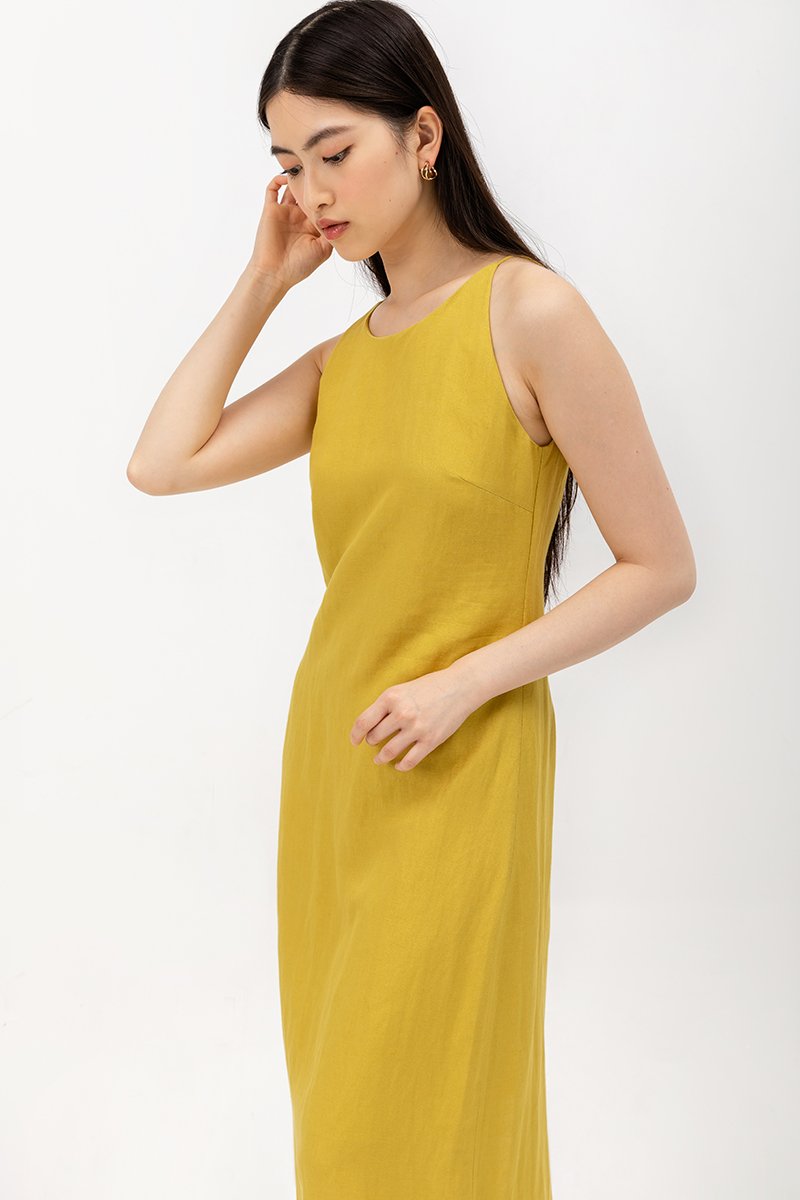 JAYE BIAS CUT LINEN DRESS