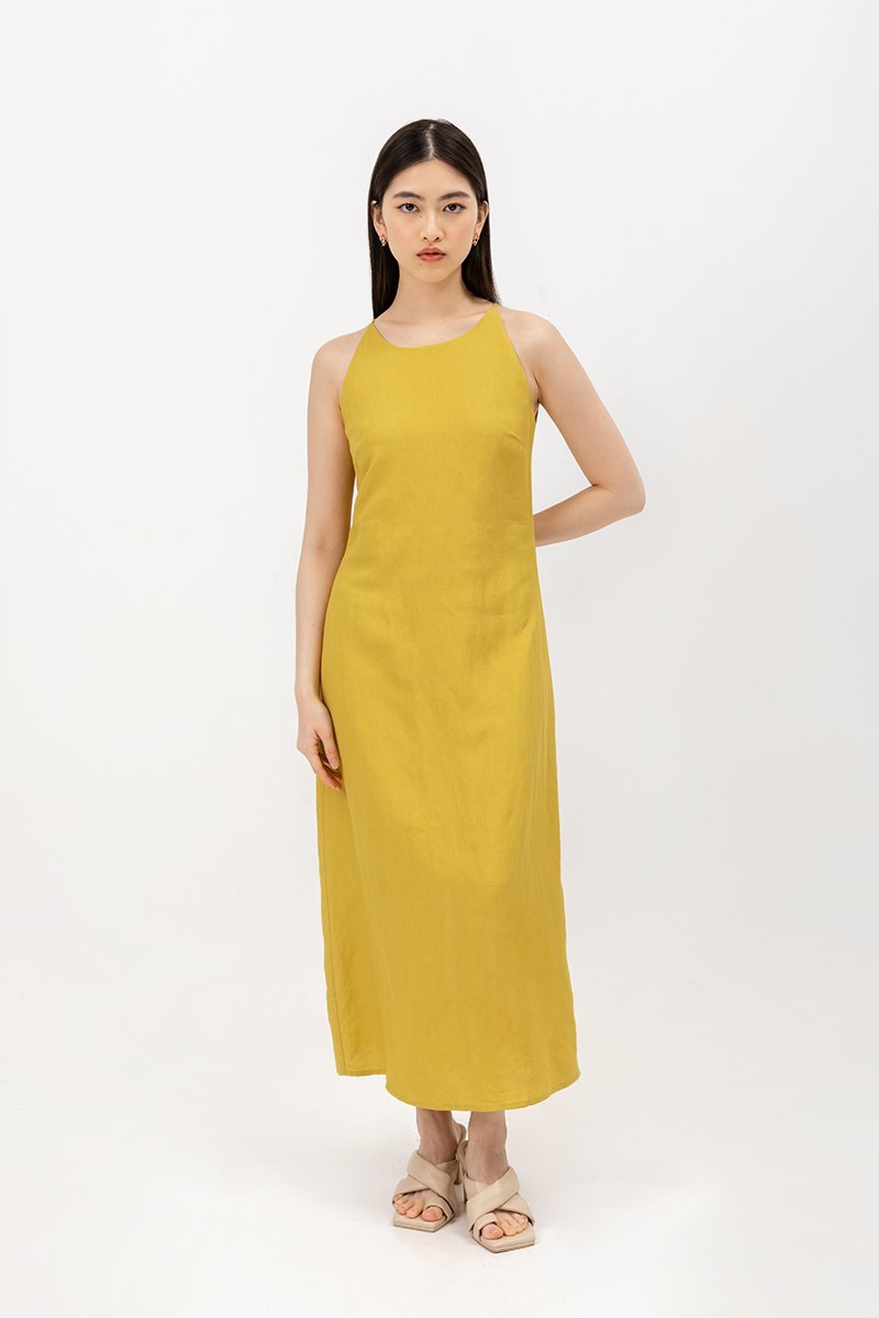 JAYE BIAS CUT LINEN DRESS
