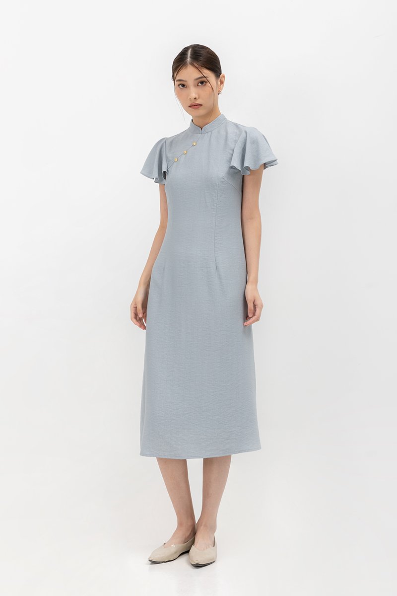 SOLANGE FLUTTER SLEEVE MIDI CHEONGSAM