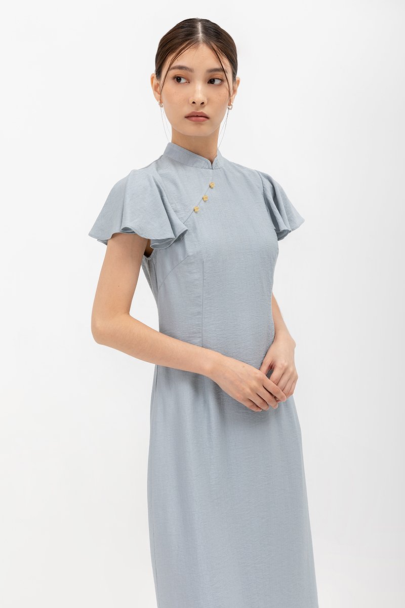 SOLANGE FLUTTER SLEEVE MIDI CHEONGSAM